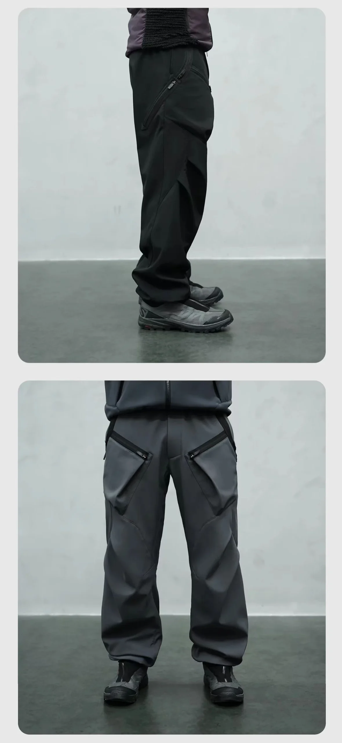 Nosucism 25aw Soft shell paratrooper pants zipper pocket ergonomic design techwear - 13 13 10 scaled