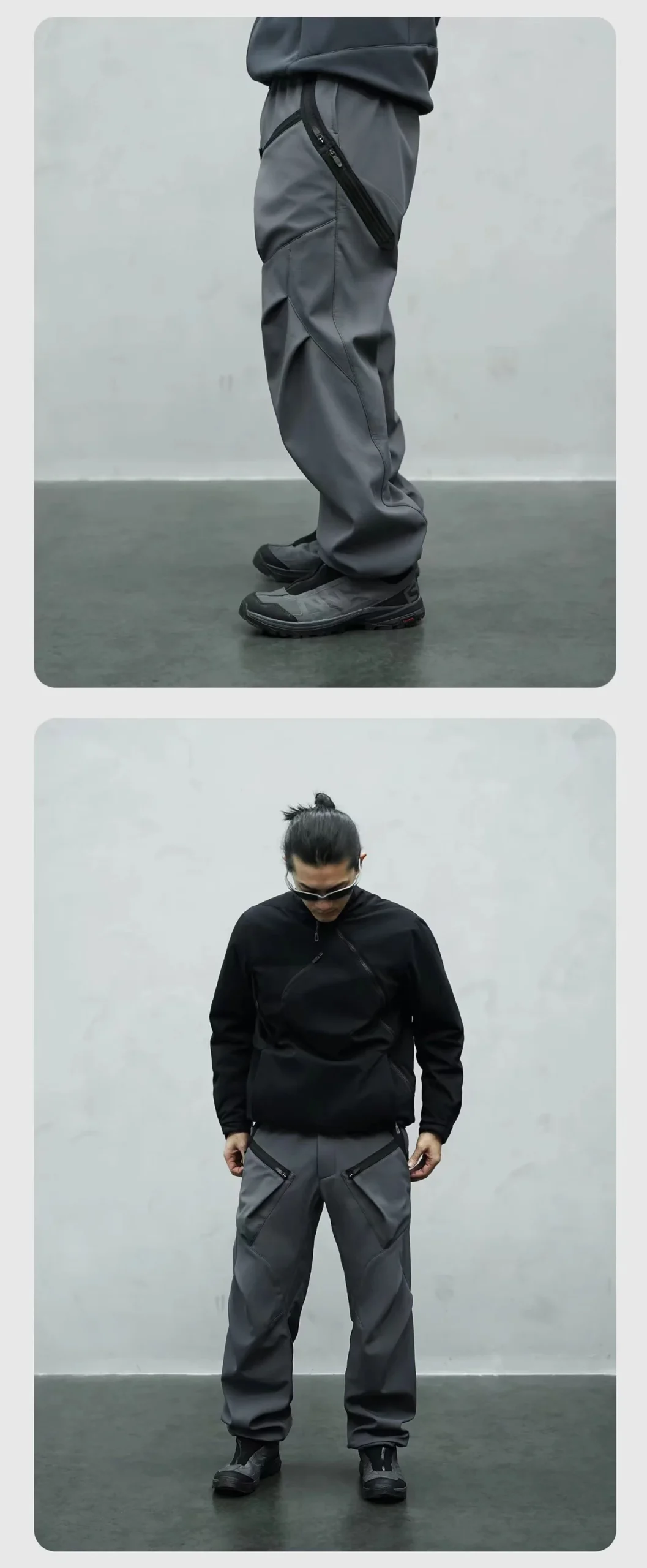 Nosucism 25aw Soft shell paratrooper pants zipper pocket ergonomic design techwear - 14 14 9 scaled