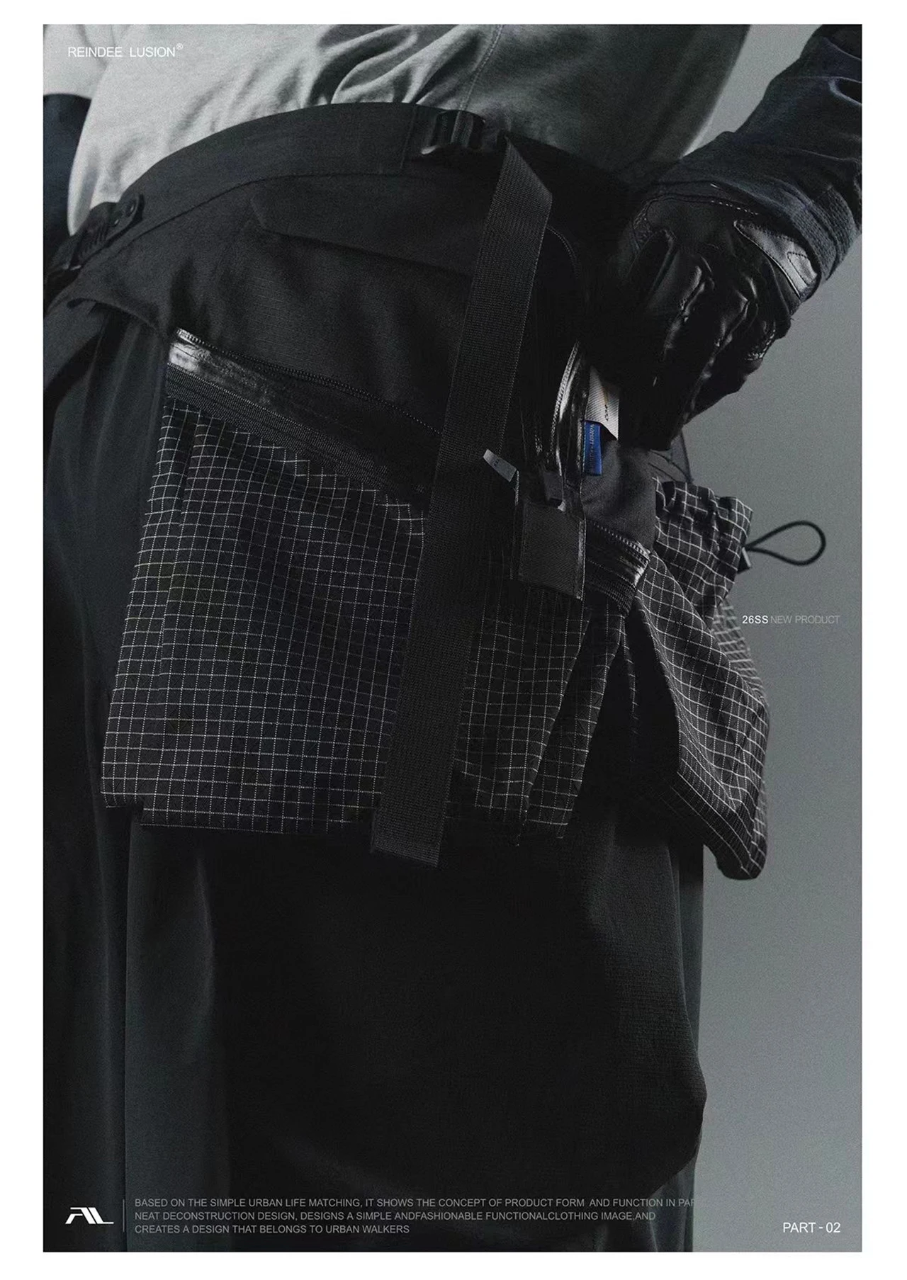 Reindee Lusion 26SS Functional Layered Structure Six-Pocket PantsExtention Apron techwear accessories edc carrier - 24 24