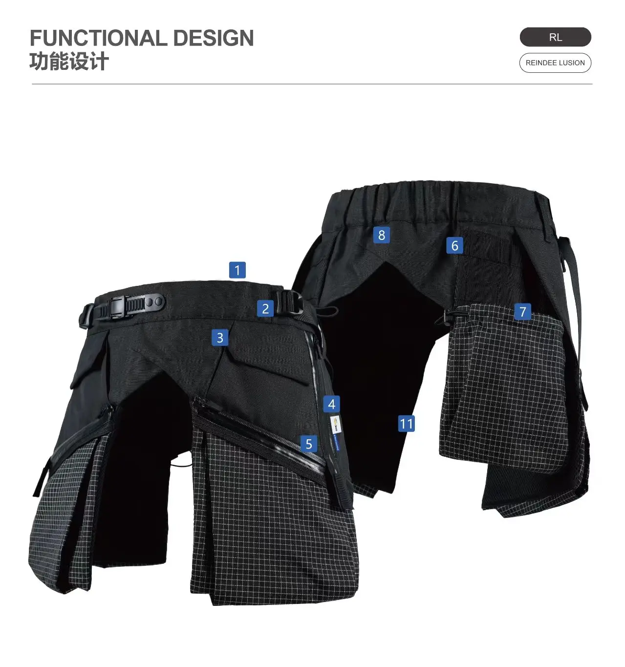 Reindee Lusion 26SS Functional Layered Structure Six-Pocket PantsExtention Apron techwear accessories edc carrier - 3 3 6