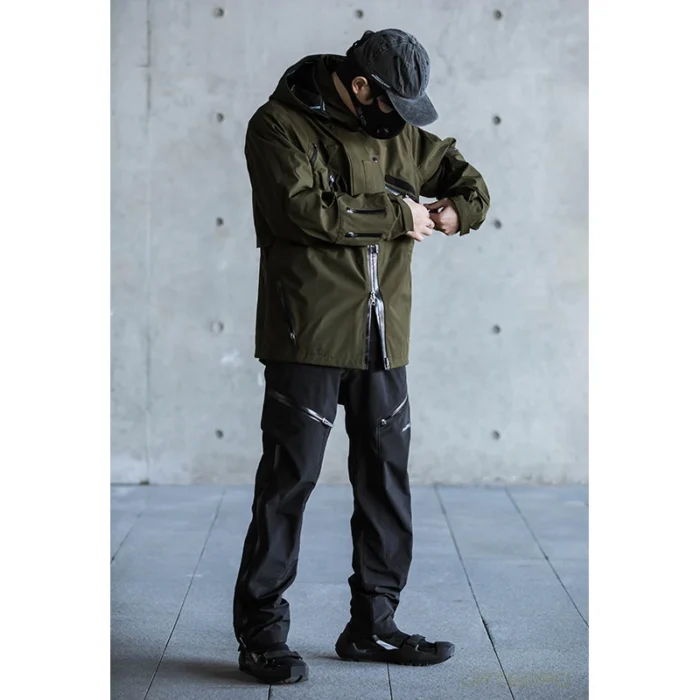 Enshadower 21aw waterproof tactical storm jacket army green multiple pockets carrying system chest molle techwear warcore 3