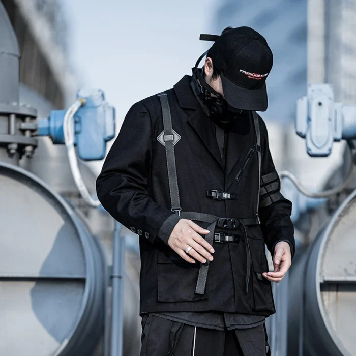 Enshadower Tactical suit jacket multiple pockets arm molle webbing techwear aesthetic ninjawear techninja warcore 1