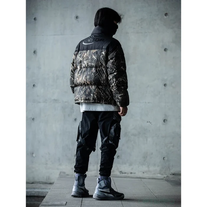 Esnahdower 21aw Full printed branch camouflage down jacket stand collar short thickened techwear aesthetic streetwear warcore 3