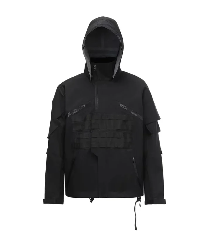 Ninja warning 23aw Storm jacket chest molle webbings dwr coated material jacket sling multiple pockets techwear 3