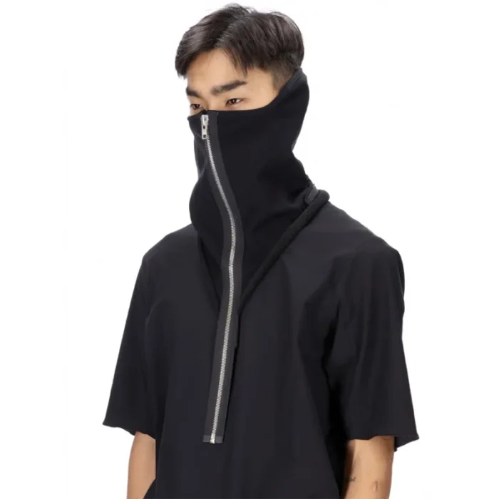 Ninja warning Zippered neck gaiter snood water repellent ykk metal zipper attachable to jacket techwear accessories