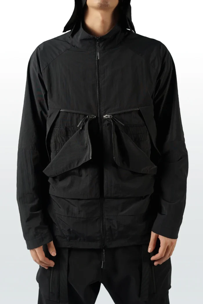 Nosucism 22ss stand collar jacket hidden front molle nylon material x cut back techwear don t 3