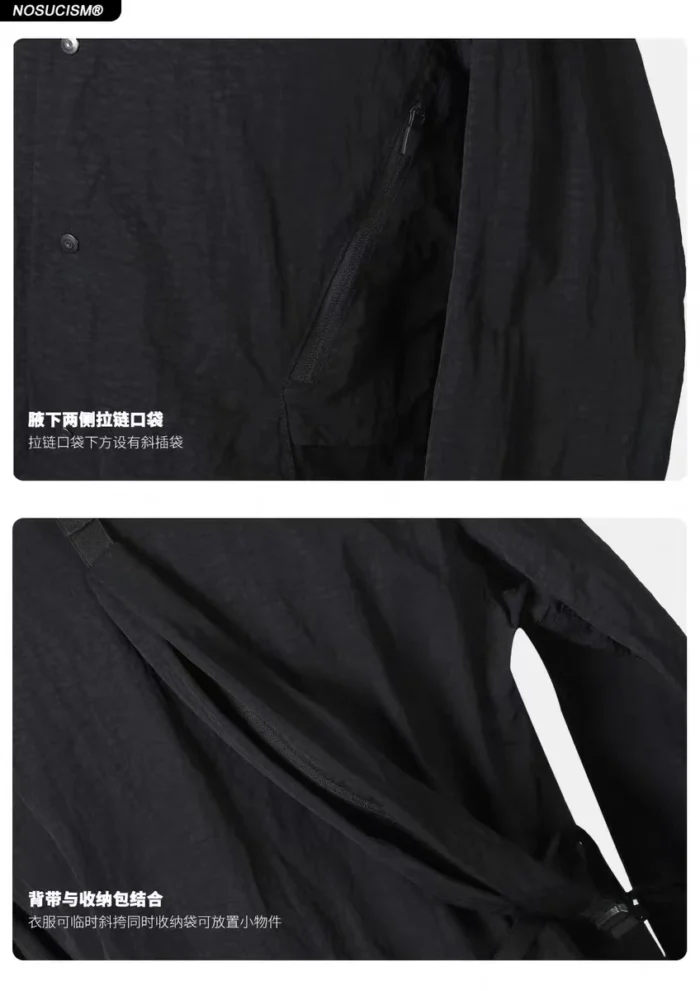 Nosucism 23aw Zhongshan style suit jacket 3d storage pocket strap textured nylon fabric techwear japanese aesthetic 3