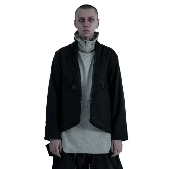 Pupil travel spring autumn kimono jacket short zipper techwear aesthetic ninjawear dystopian clothes postapocalyptic goth punk 4