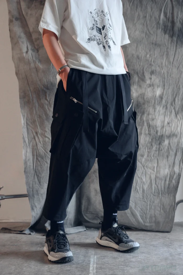 QIUDYU 21ss Drop crotch samurai pants multiple pockets waist adjustment ankle length techwear ninjawear japanese streetwear 1