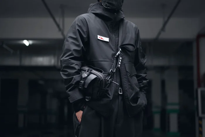 QIUDYU waterproof hooded jacket techwear multiple pockets techwear ninjawear darkwear streetwear 1