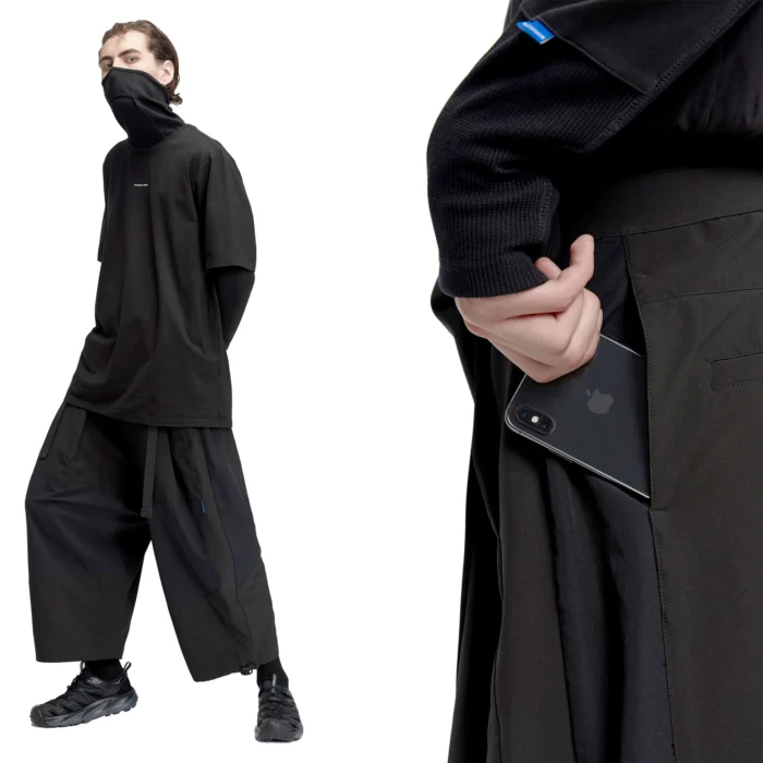Reindee lusion spliced waterproof samurai pants retractable webbing techwear ninjawear outdoor functional 1