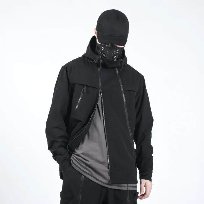 Three zipper stormsuit jacket silenstorm techwear streetwear ninjawear aesthetic futuristic 3 scaled