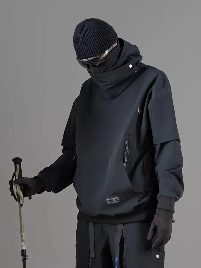 Whyworks 23aw High neck half zip hoodie detachable neck warmer dwr treatment techwear aesthetic gorpcore 2