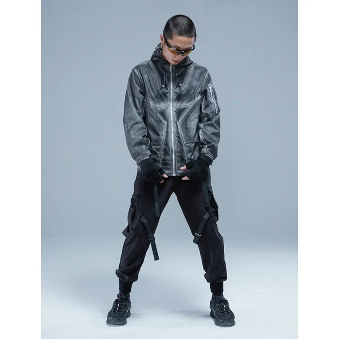 EDR 0563 Washed hooded jacket windbreaker techwear ninjawear darkwear streetwear japanese style 2