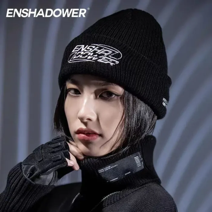 Enshadower Cold hat knitted logo streetwear basic black gray colours warm