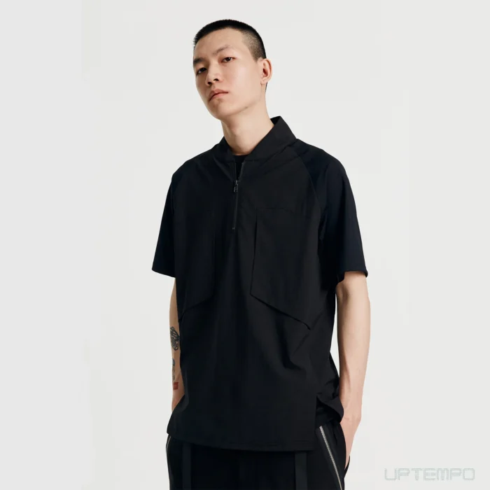 Nosucism 21ss Stand collar short sleeve shirt stretching breathable material techwear japanese casual streetwear