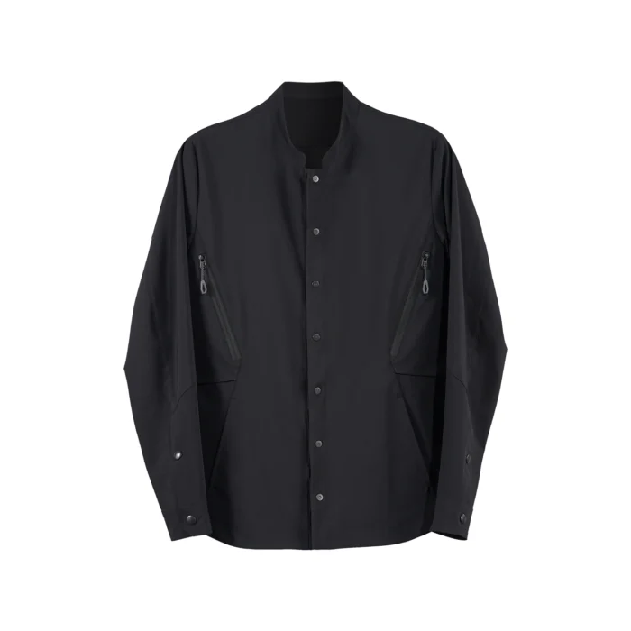 Nosucism 23ss Chinese style stand collar shirt 4way stretch elastic fabric dwr coating techwear multiple pockets