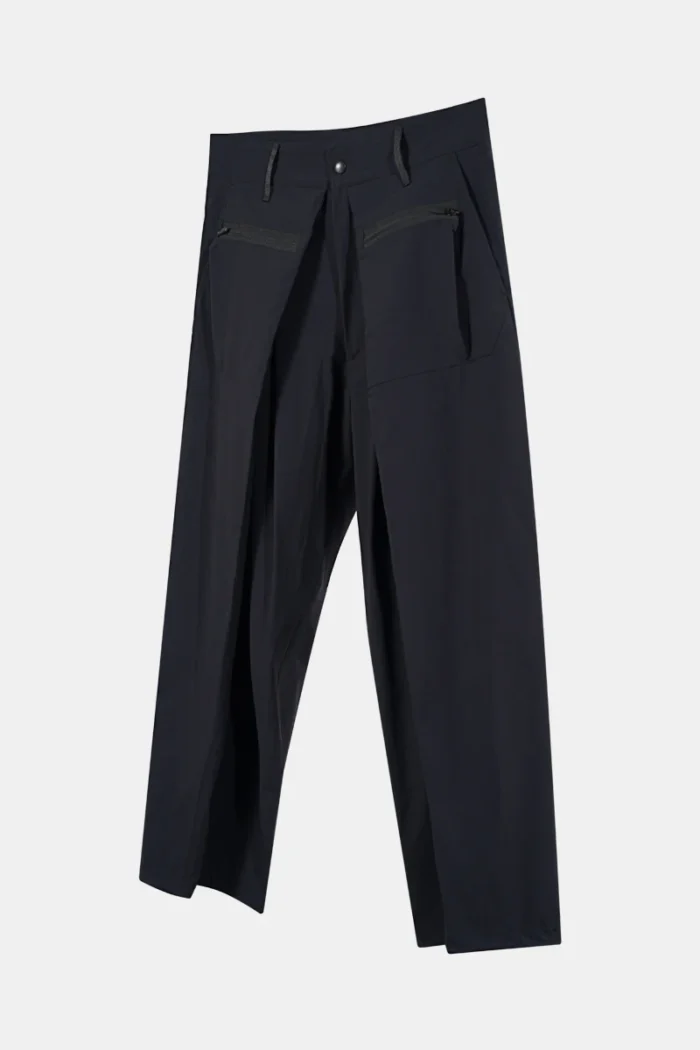 Nosucism 23ss Loose cut pleated trousers multishape pants adjustable cuff nylon material techwear japanese minimalist style 4