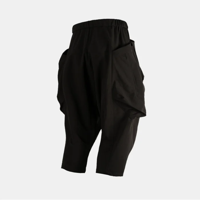 Nosucism samurai black pants drop crotch 3d pockets ankle length techwear ninjawear darkwear japanese streetstyle 3