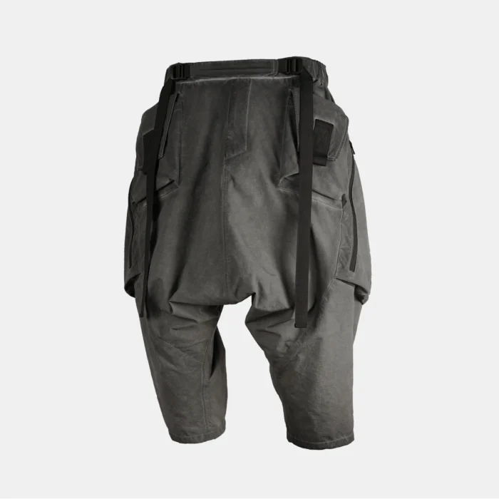 Nosucism samurai grey pants drop crotch 3d pockets ankle length techwear ninjawear darkwear japanese streetstyle 2