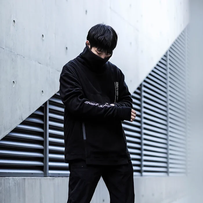 Polar Fleece Turtleneck high collar sweater front pocket techwear ninjawear streetwear EDR 0374 1