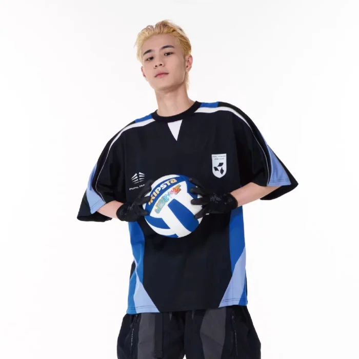 Pupil travel 23ss Color patchwork short sleeve jersey printed logo t shirt sports blokecore aesthetic