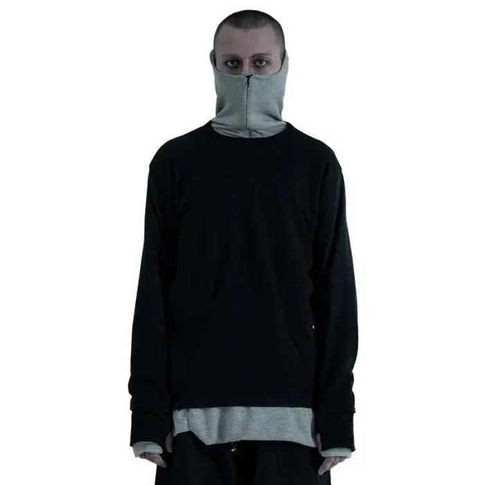 Pupil travel Crew neck long sleeve pullover cotton techwear aesthetic dystopian clothes postapocalyptic punk japanese style 4