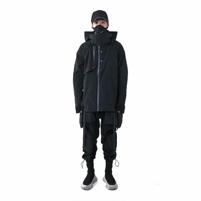 Pupil travel functional jacket wide side pockets detachable hood techwear streetwear ninjawear japanese style dystopian clothes 1