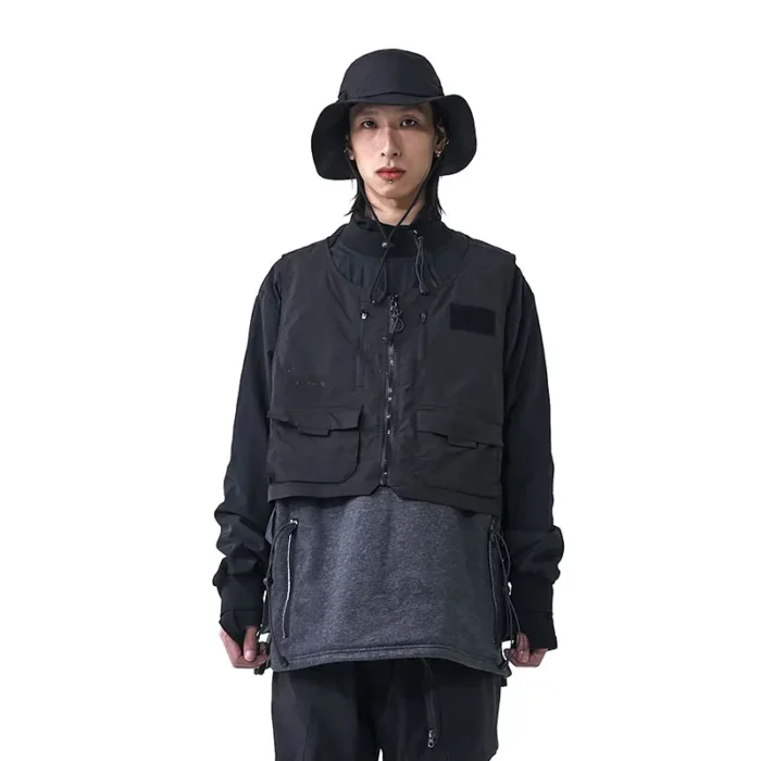 Pupil travel funtional sweater and vest set side reflective pockets techwear streetwear punk aesthetic futuristic