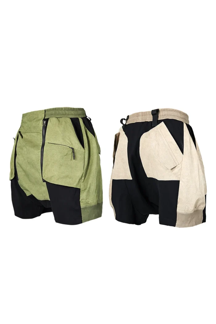 Pupil travel shorts multiple pockets combined materials techwear streetwear dystopian clothes 4