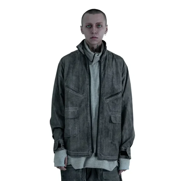 Pupil travel vertical collar shirt 20AW techwear quick release zipper streetwear goth post apocalyptic futuristic 4