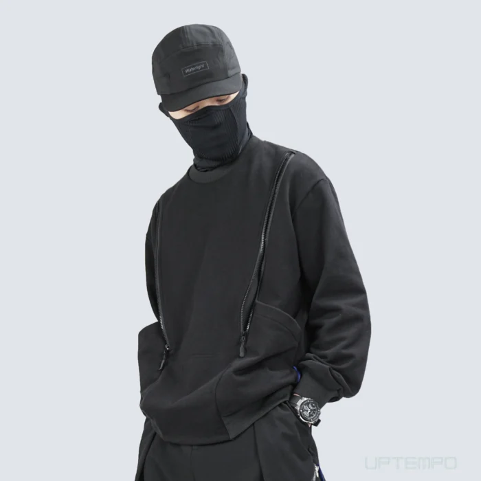 Silenstorm 21aw Cotton double front zipper long sleeve sweatshirt techwear aesthetic warcore techninja streetwear 1 scaled