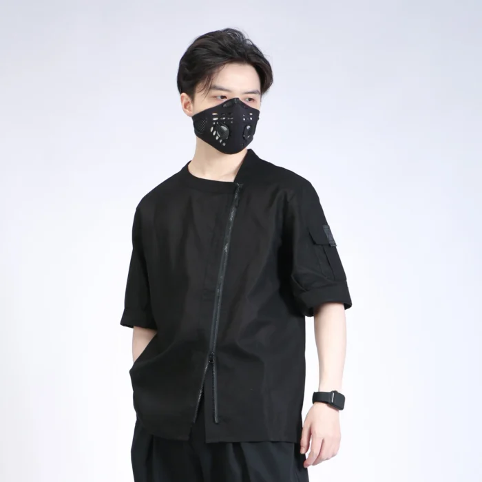 Silenstorm 21ss Flax short sleeve shirt summer diagonal zipper arm pocket techwear aesthetic streetwear ninjawear 1