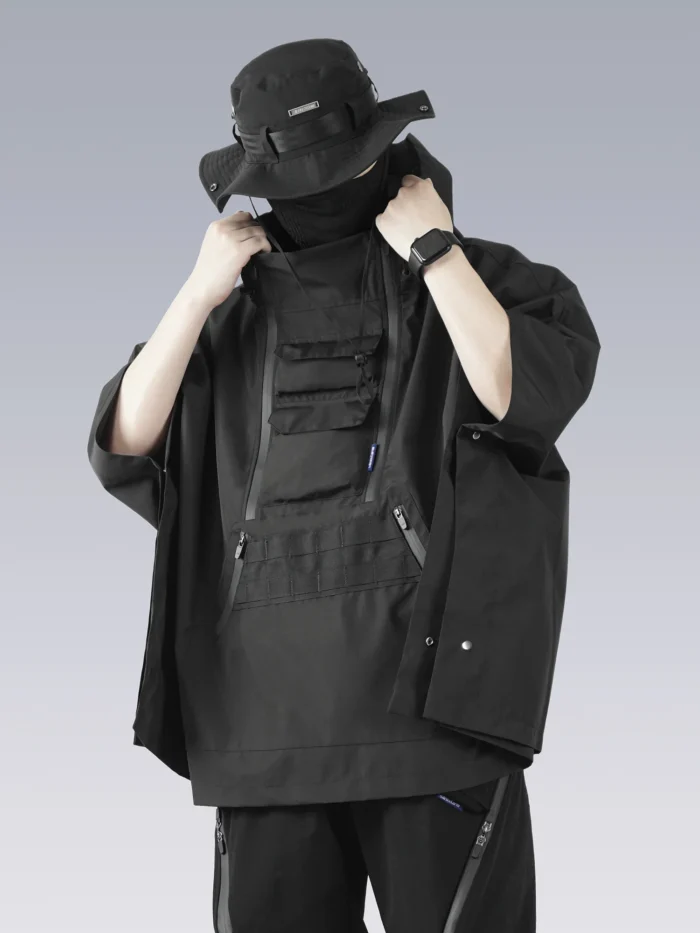 Silenstorm 22aw Functional poncho raincoat front molle multiple pockets dwr shell fabric techwear warcore gorpcore 2