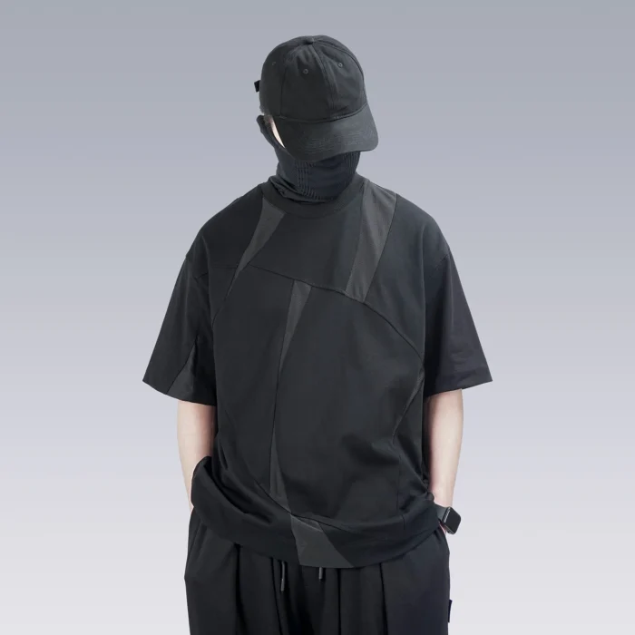 Silenstorm 22ss geo cut stitching t shirt splicing materials cotton techwear aesthetic tech ninja warcore