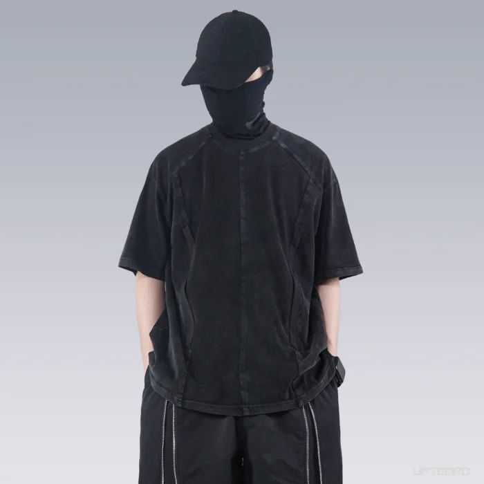 Silenstorm 22ss washed cotton spliced t shirt techwear aesthetic dystopian streetwear 1 scaled