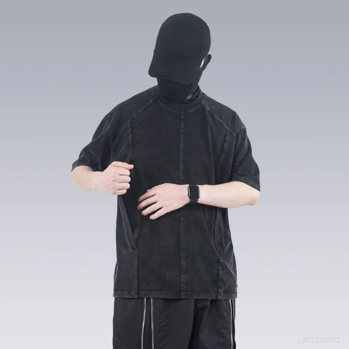 Silenstorm 22ss washed cotton spliced t shirt techwear aesthetic dystopian streetwear 3 scaled