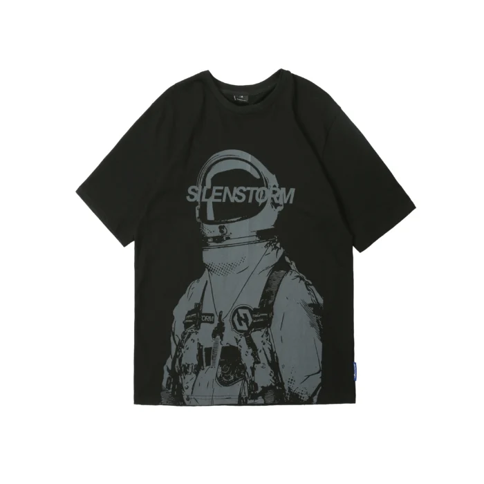 Silenstorm Austronaut print cotton t shirt techwear aesthetic streetwear 4 scaled