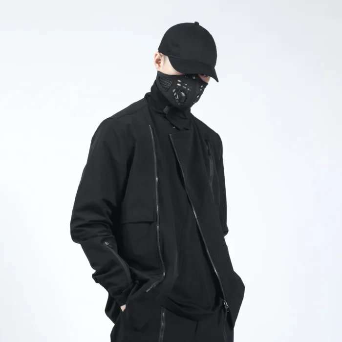 Silenstorm jacket convertible collar diagonal zipper multiple pockets techwear ninjawear darkwear streetwear japanese style 2 scaled