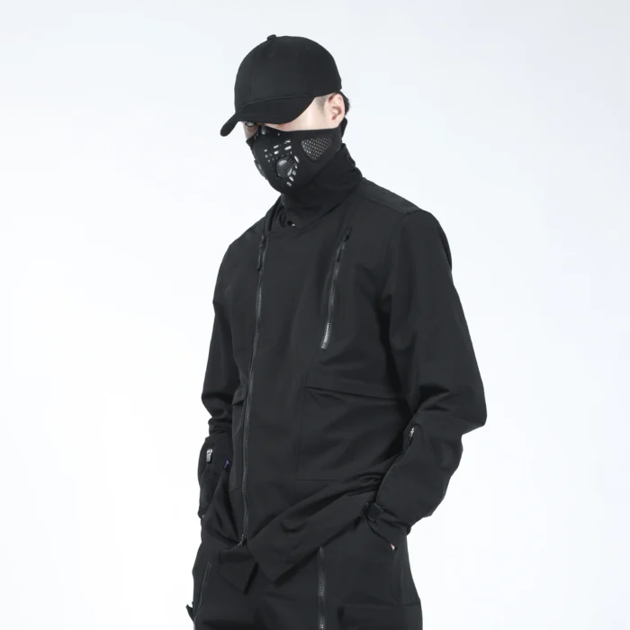 Silenstorm jacket convertible collar diagonal zipper multiple pockets techwear ninjawear darkwear streetwear japanese style 4 scaled