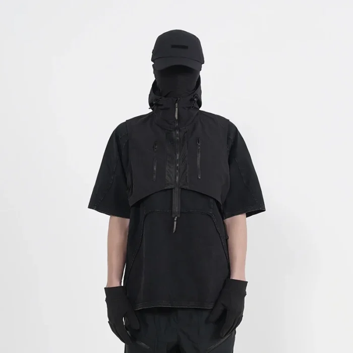 Whyworks 23ss Mod hood adjusable size mesh stitching chest pockets techwear accessories warcore 2