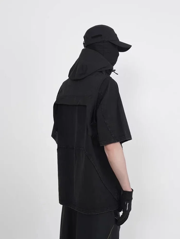 Whyworks 23ss Mod hood adjusable size mesh stitching chest pockets techwear accessories warcore 4