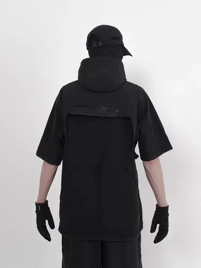 Whyworks 23ss Mod hood adjusable size mesh stitching chest pockets techwear accessories warcore 5