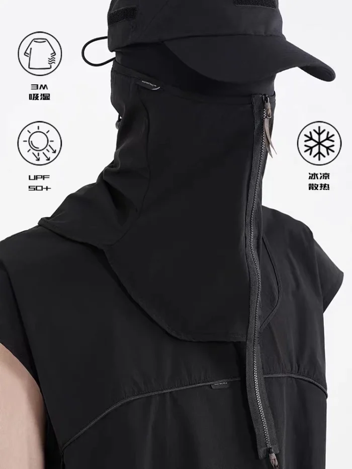 Whyworks 23ss Neck gaiter zippered light material dwr ninja mask adjustable on back techwear aesthetic gorpcore 4