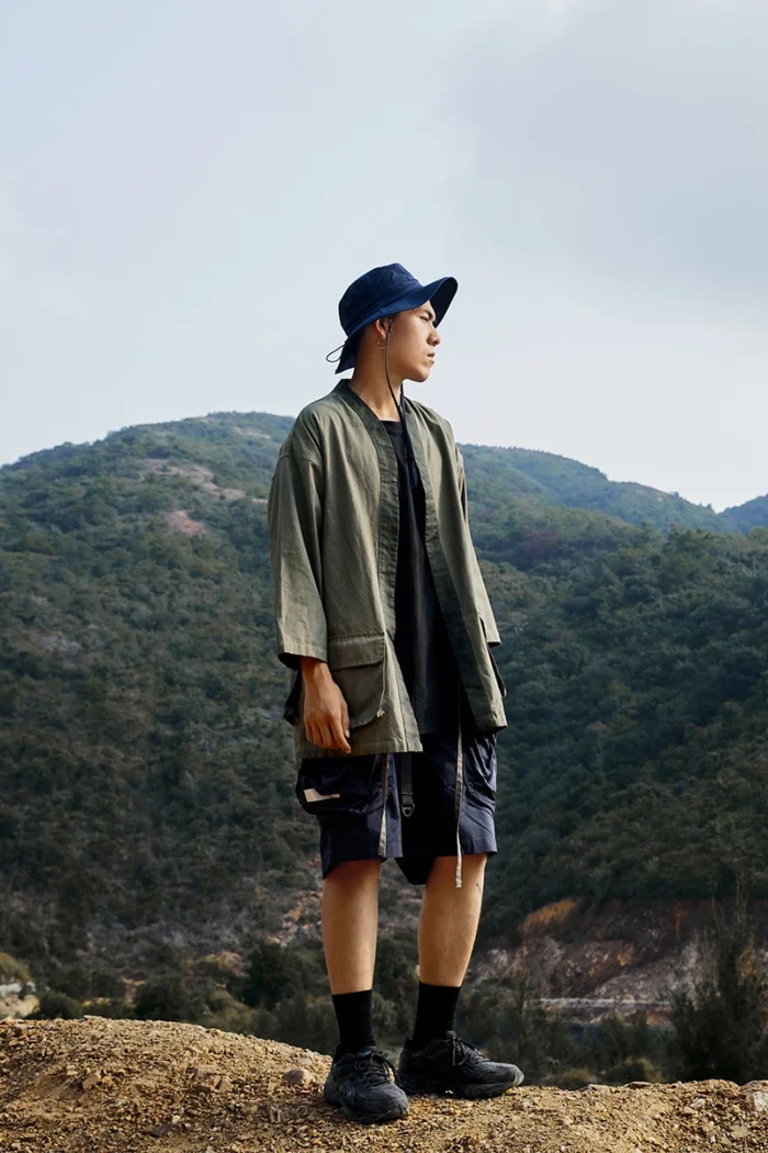 Surge Washed earth colour kimono taoist robe noragi multiple pockets urban outdoor hikercore techwear aesthetic 1