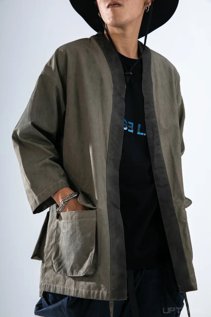 Surge Washed earth colour kimono taoist robe noragi multiple pockets urban outdoor hikercore techwear aesthetic 4 scaled