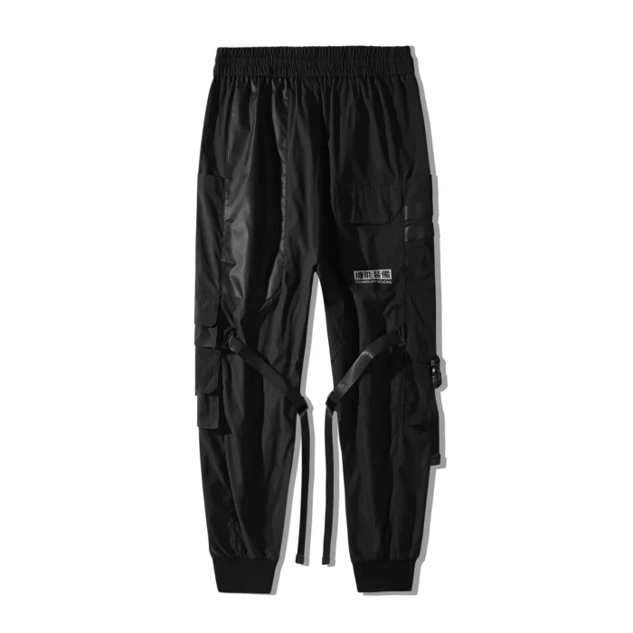 The croxx light material Pants joggers multiple pockets right side pockets decoration straps techwear aesthetic streetwear 1