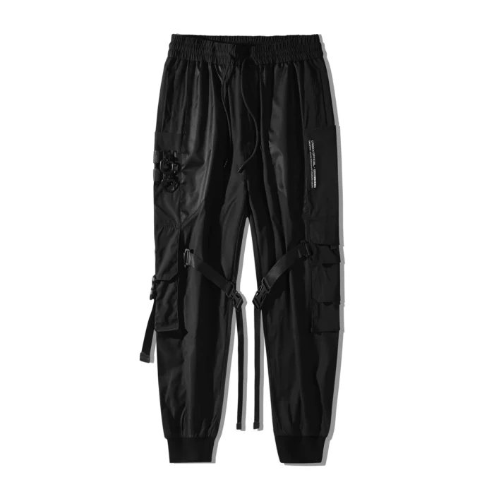 The croxx light material Pants joggers multiple pockets right side pockets decoration straps techwear aesthetic streetwear