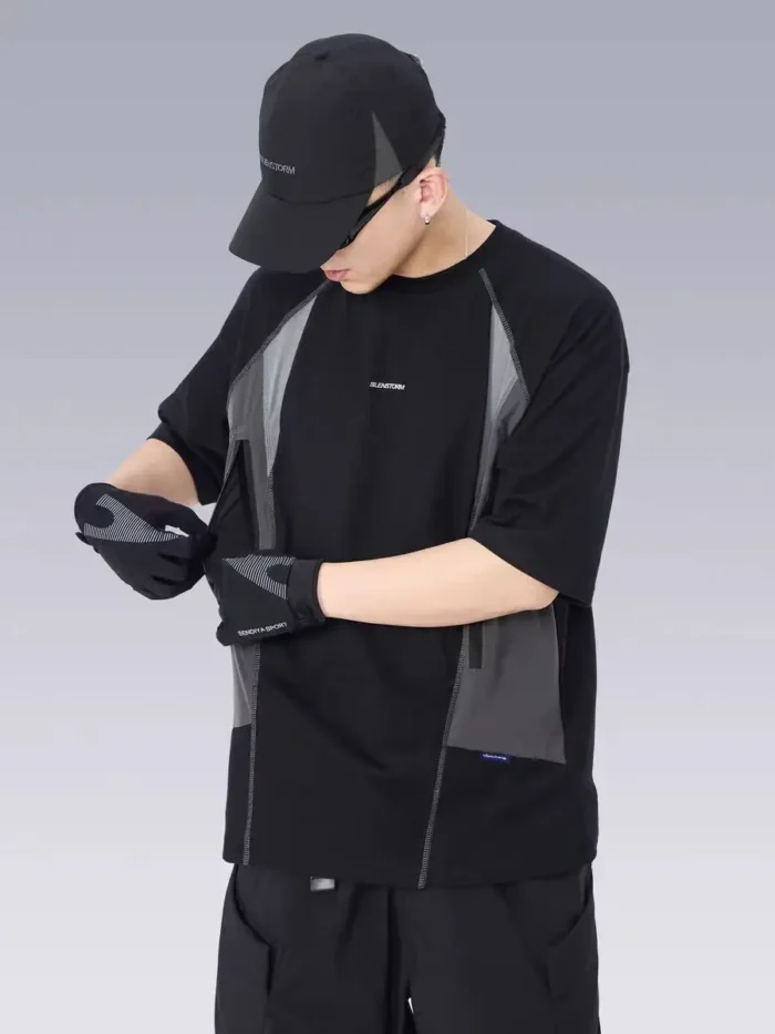 Silenstorm 24ss Patchwork commuting t shirt front pockets combined materials outdoor sports techwear aesthetic 1