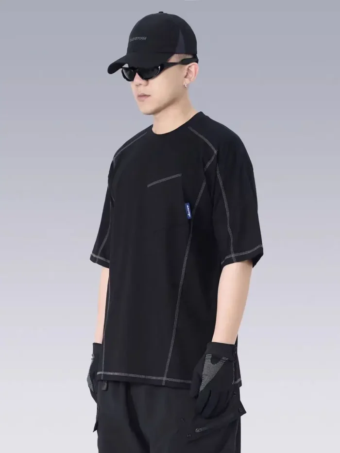 Silenstorm 24ss contrast stitching t shirt ankle chest pocket cotton material minimalist casual aesthetic 2